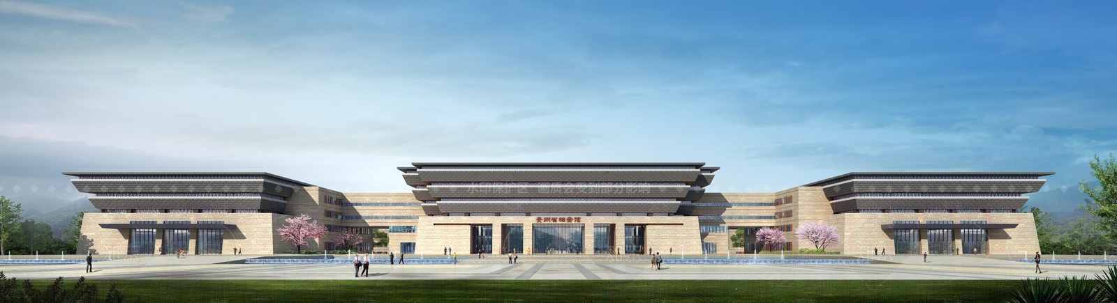 新中式档案馆建筑SU模型下载【ID:1109729511】