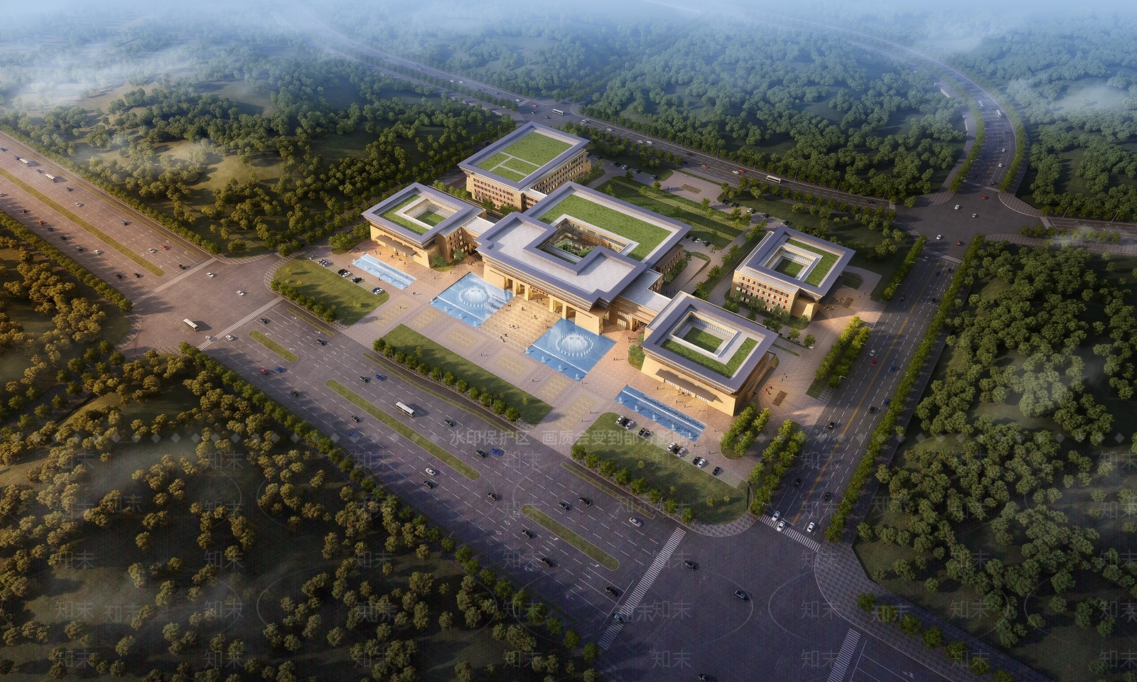 新中式档案馆建筑SU模型下载【ID:1109729511】