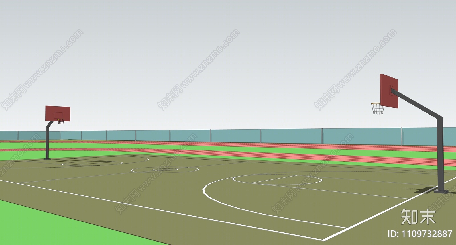 现代篮球场SU模型下载【ID:1109732887】