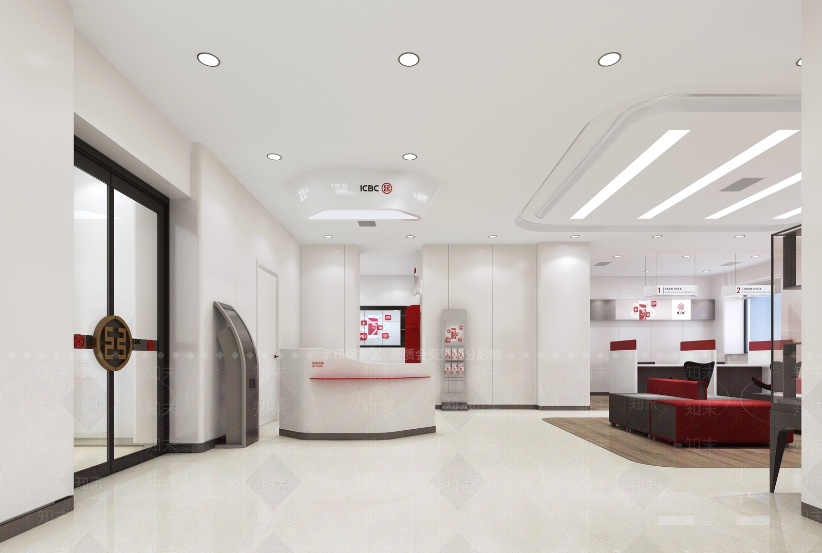 现代银行服务大厅3D模型下载【ID:1109733393】