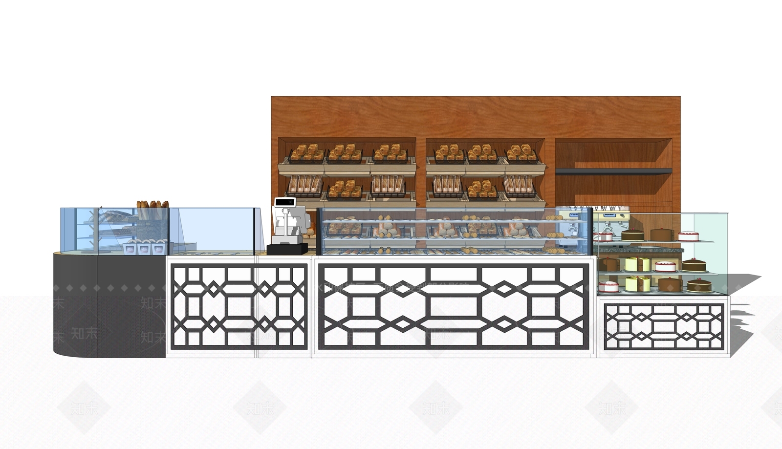 现代面包店展柜SU模型下载【ID:1109734580】