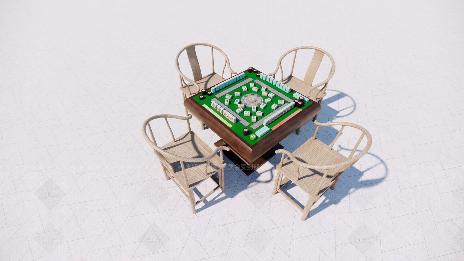 现代棋牌桌SU模型下载【ID:1109736963】