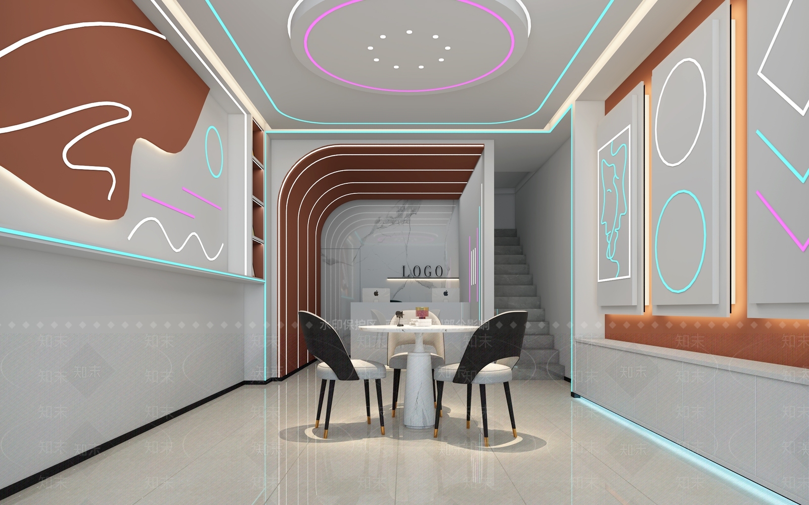 现代线型灯灯饰展厅3D模型下载【ID:1109736901】