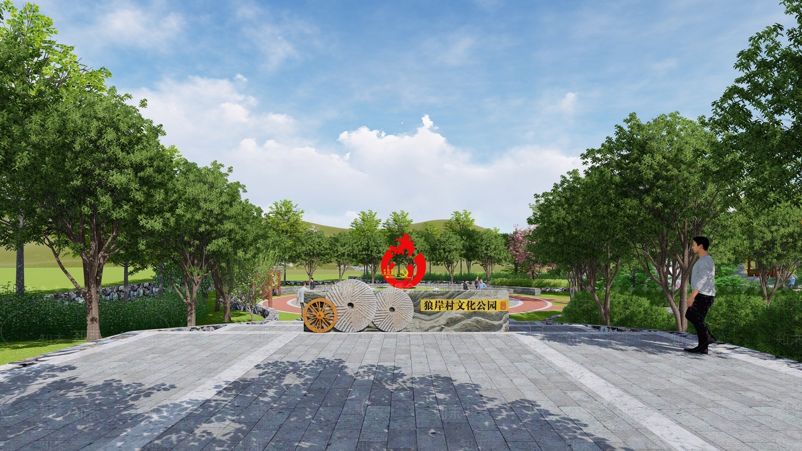 中式公园景观SU模型下载【ID:1109737776】
