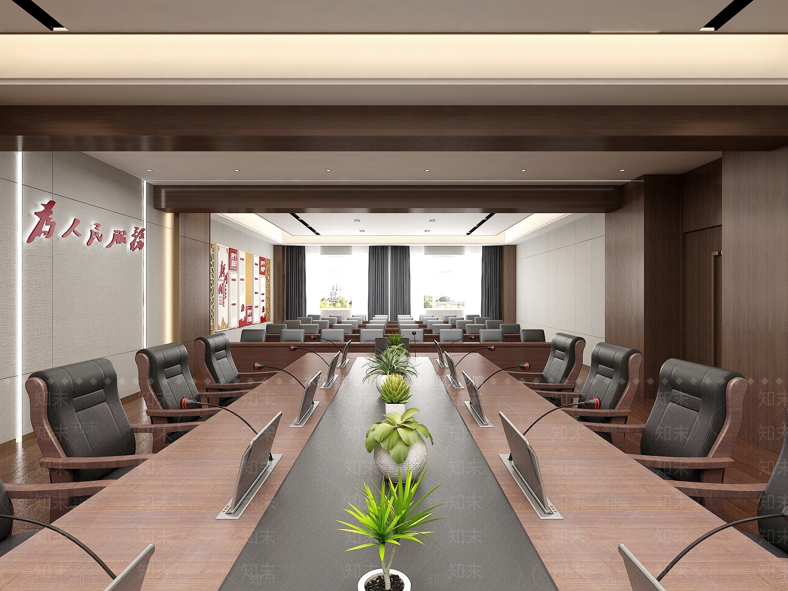 现代党建会议室3D模型下载【ID:1109739790】