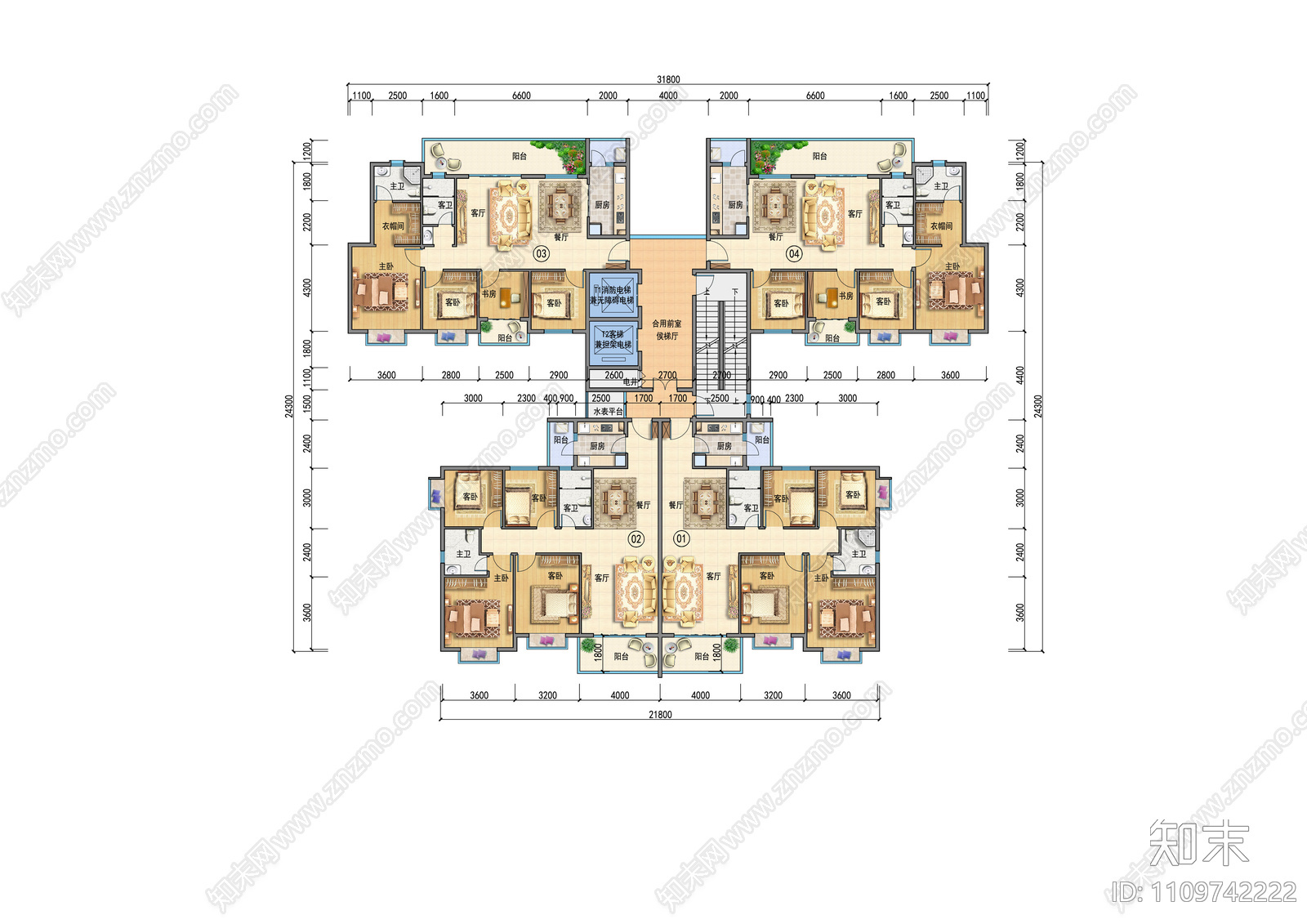 住宅平面方案CAD施工图下载【ID:1109742222】