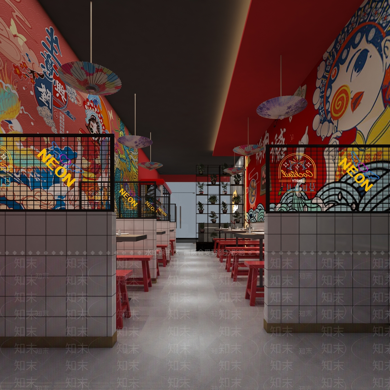 现代国潮风烧烤店3D模型下载【ID:1109743654】