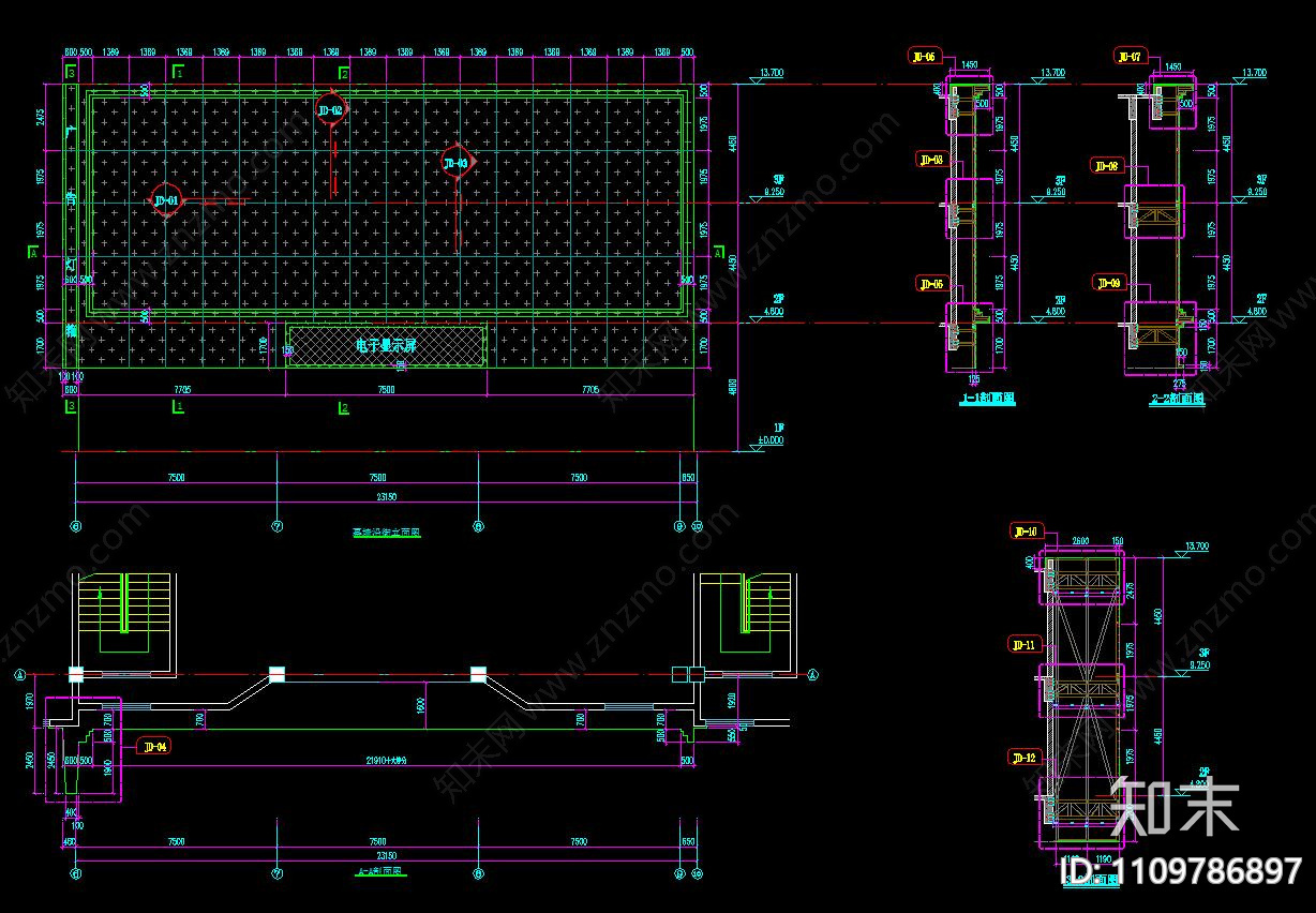 幕墙立面节点大样图施工图施工图下载【ID:1109786897】