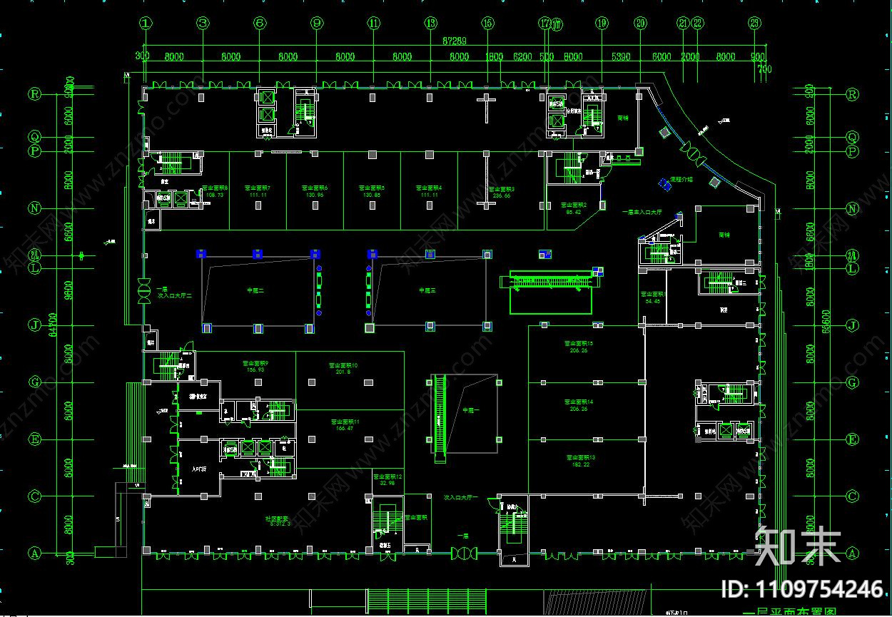 商业建材市场内装修设计cad施工图下载【ID:1109754246】