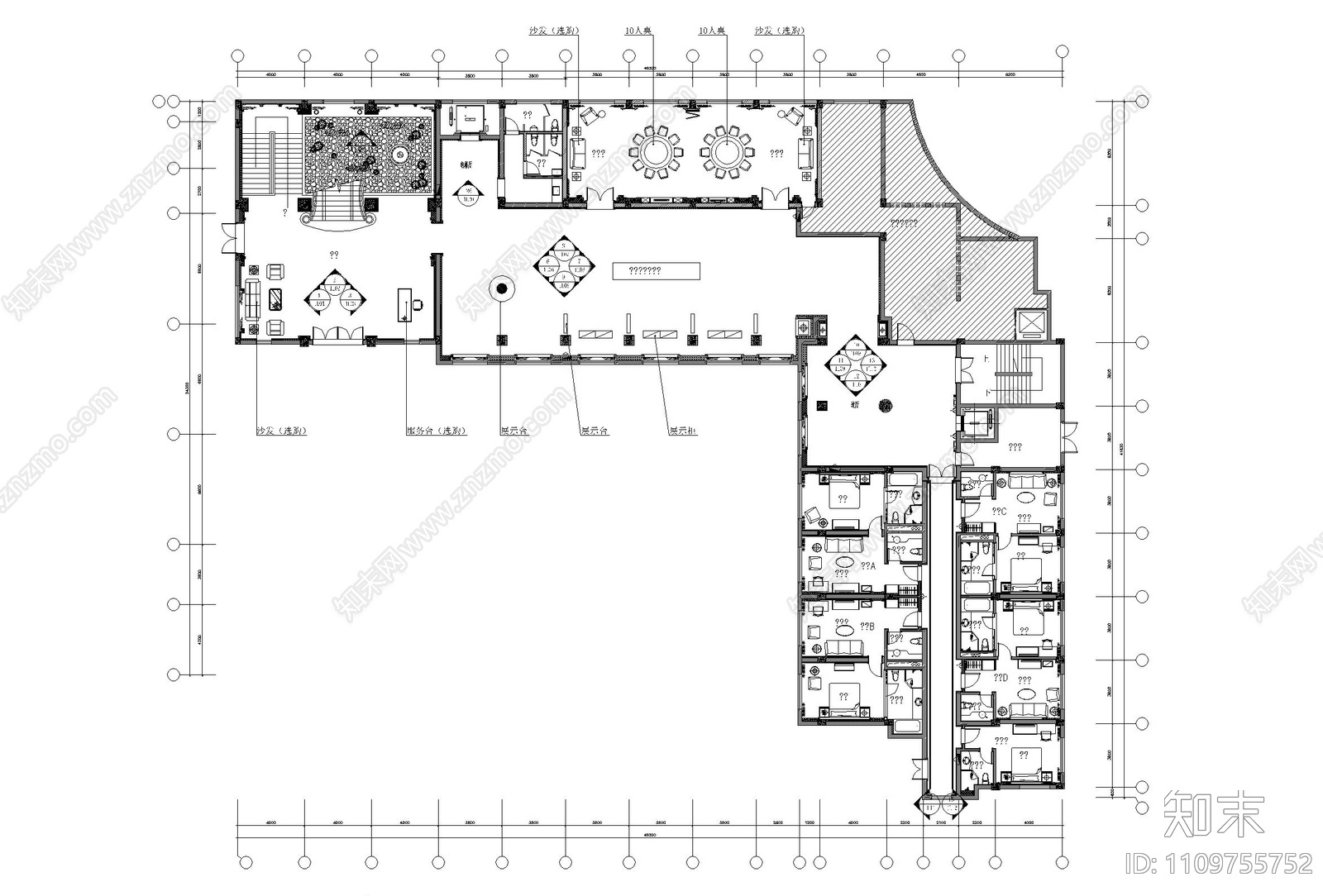 欧式古典商务会所cad施工图下载【ID:1109755752】