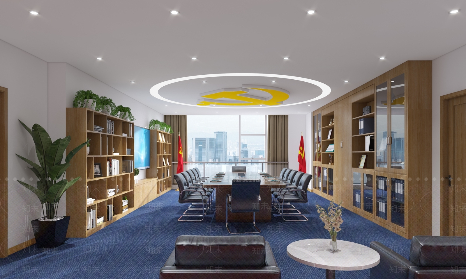 现代党建会议室3D模型下载【ID:1109760865】