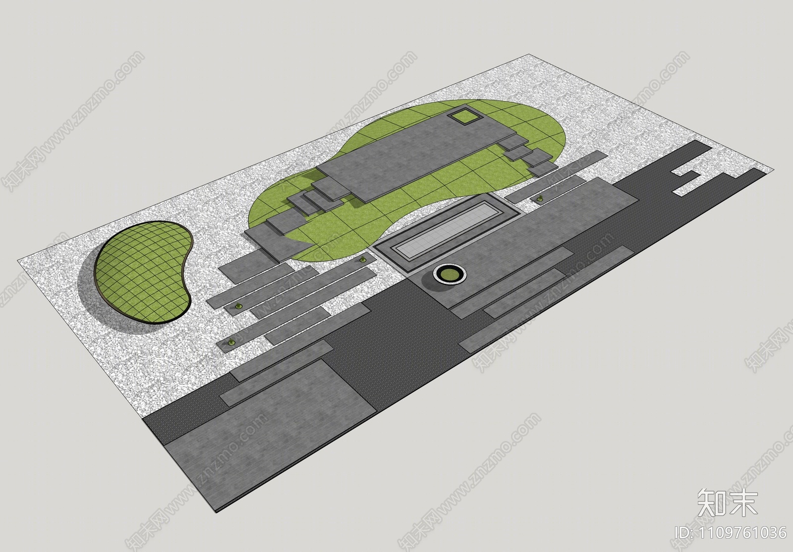 新中式广场铺地SU模型下载【ID:1109761036】
