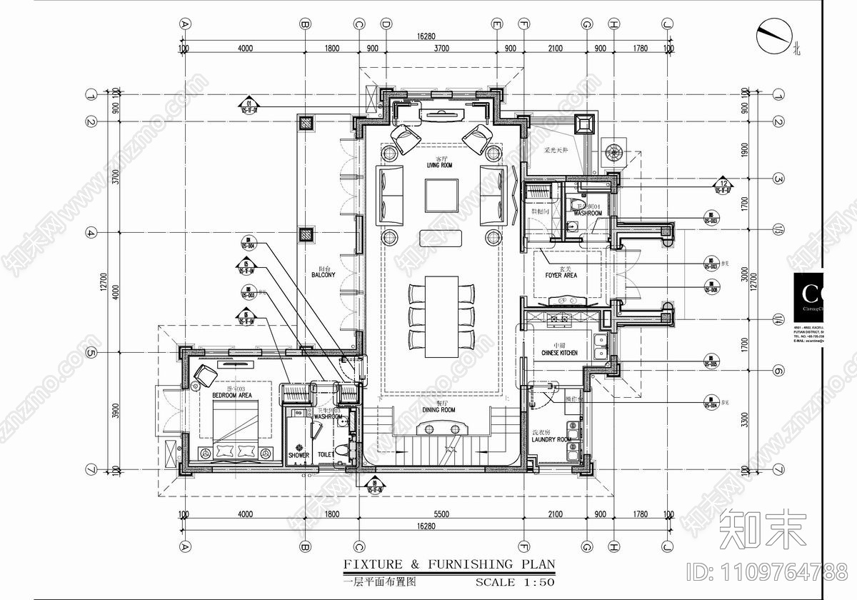 中式轻奢别墅样板房施工图cad施工图下载【ID:1109764788】