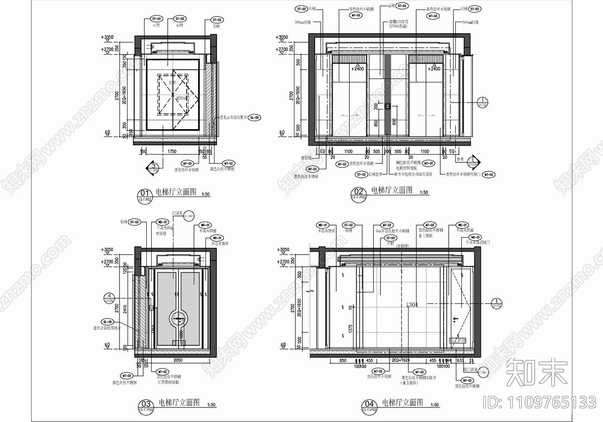 500㎡大平层样板房CAD施工图cad施工图下载【ID:1109765133】