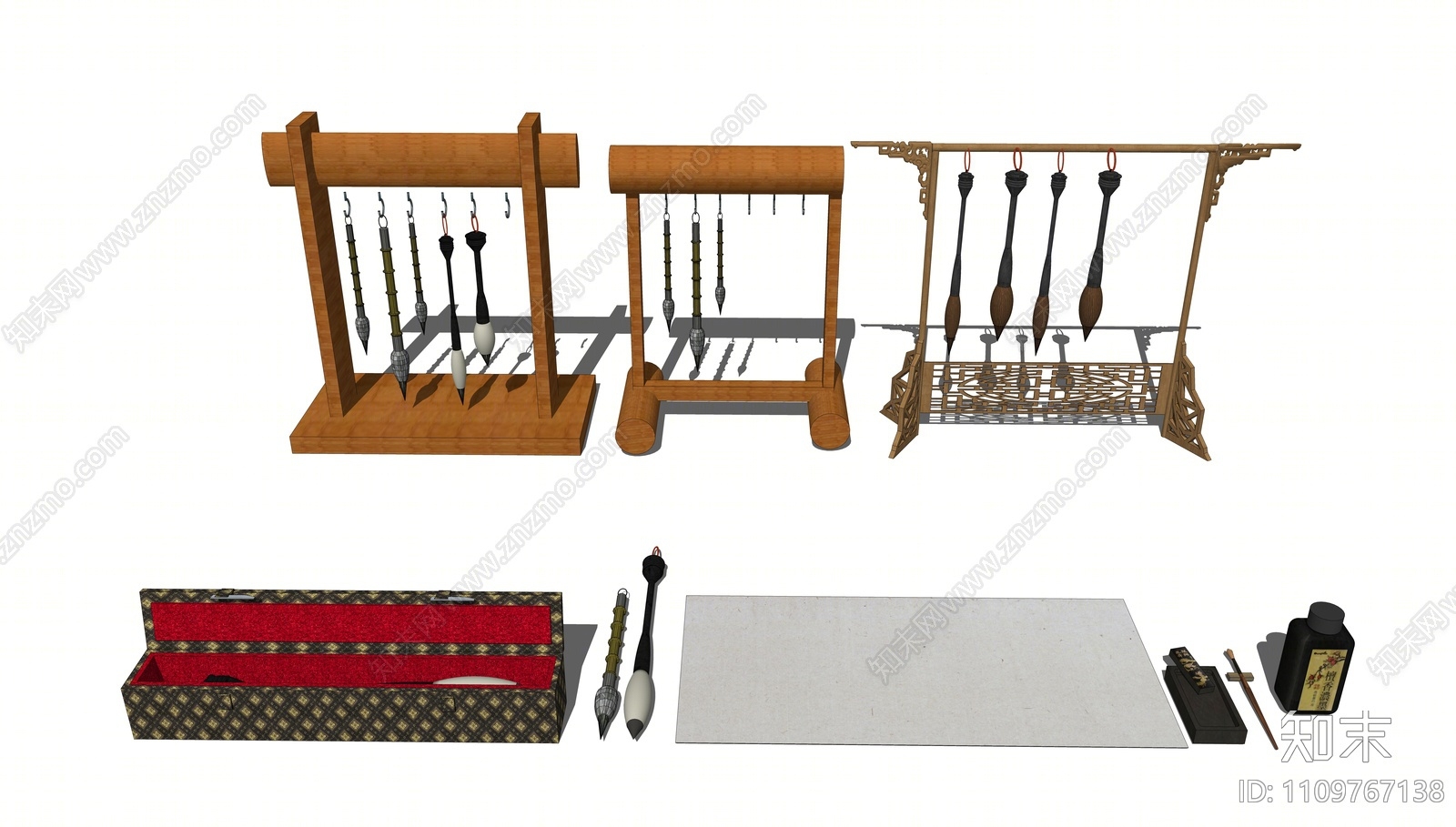 新中式文房四宝SU模型下载【ID:1109767138】