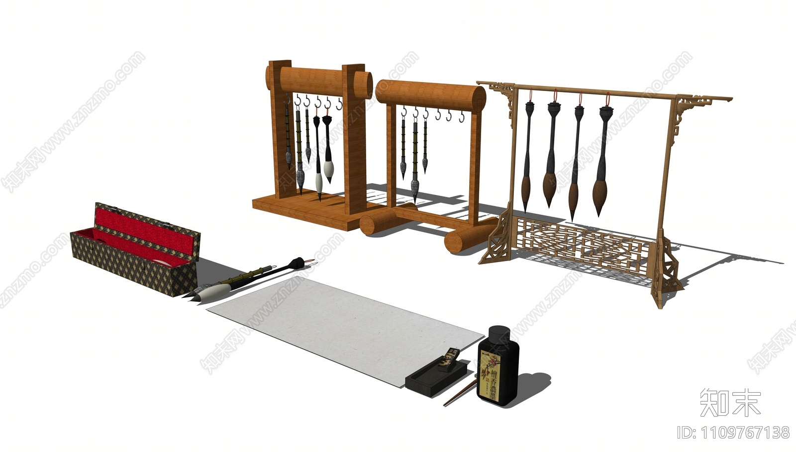 新中式文房四宝SU模型下载【ID:1109767138】