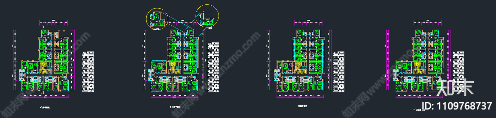 公寓酒店平面汇总cad施工图下载【ID:1109768737】