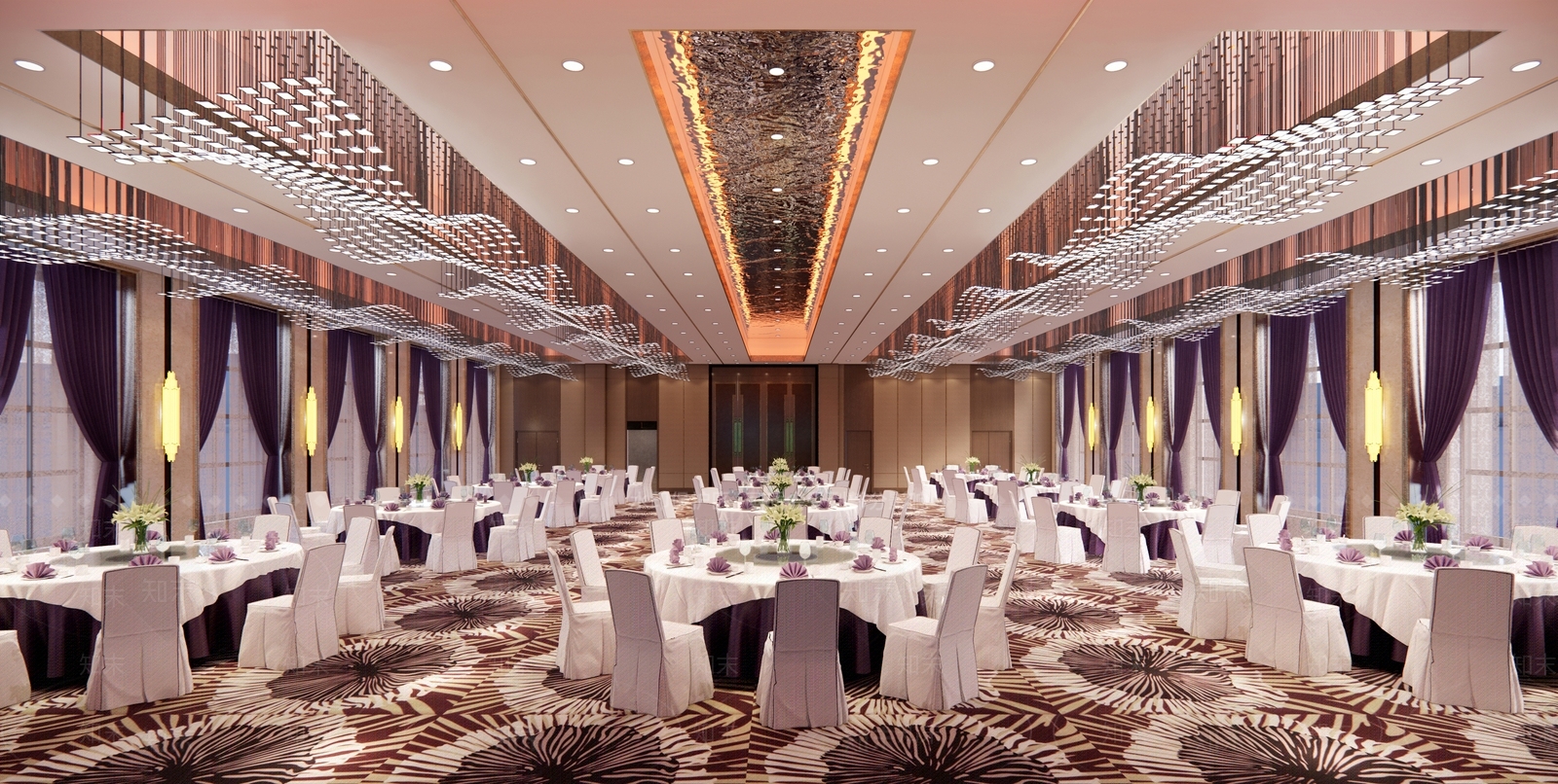 现代酒店宴会厅SU模型下载【ID:1109843233】