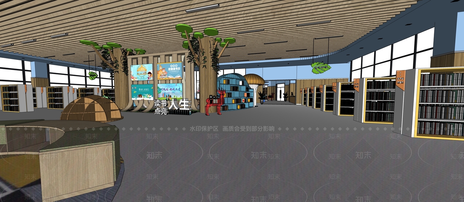 现代幼儿图书馆SU模型下载【ID:1109776385】
