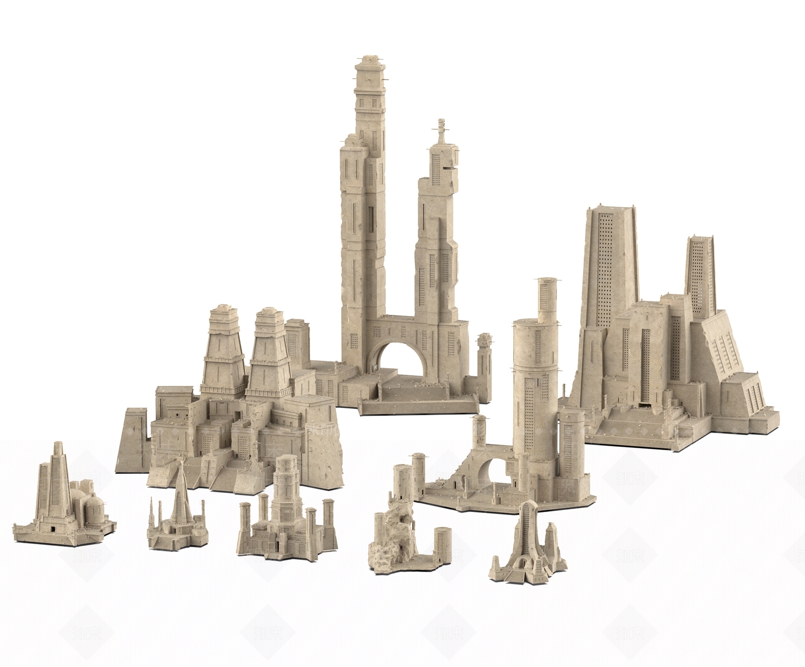 欧式古典建筑群3D模型下载【ID:1109778605】