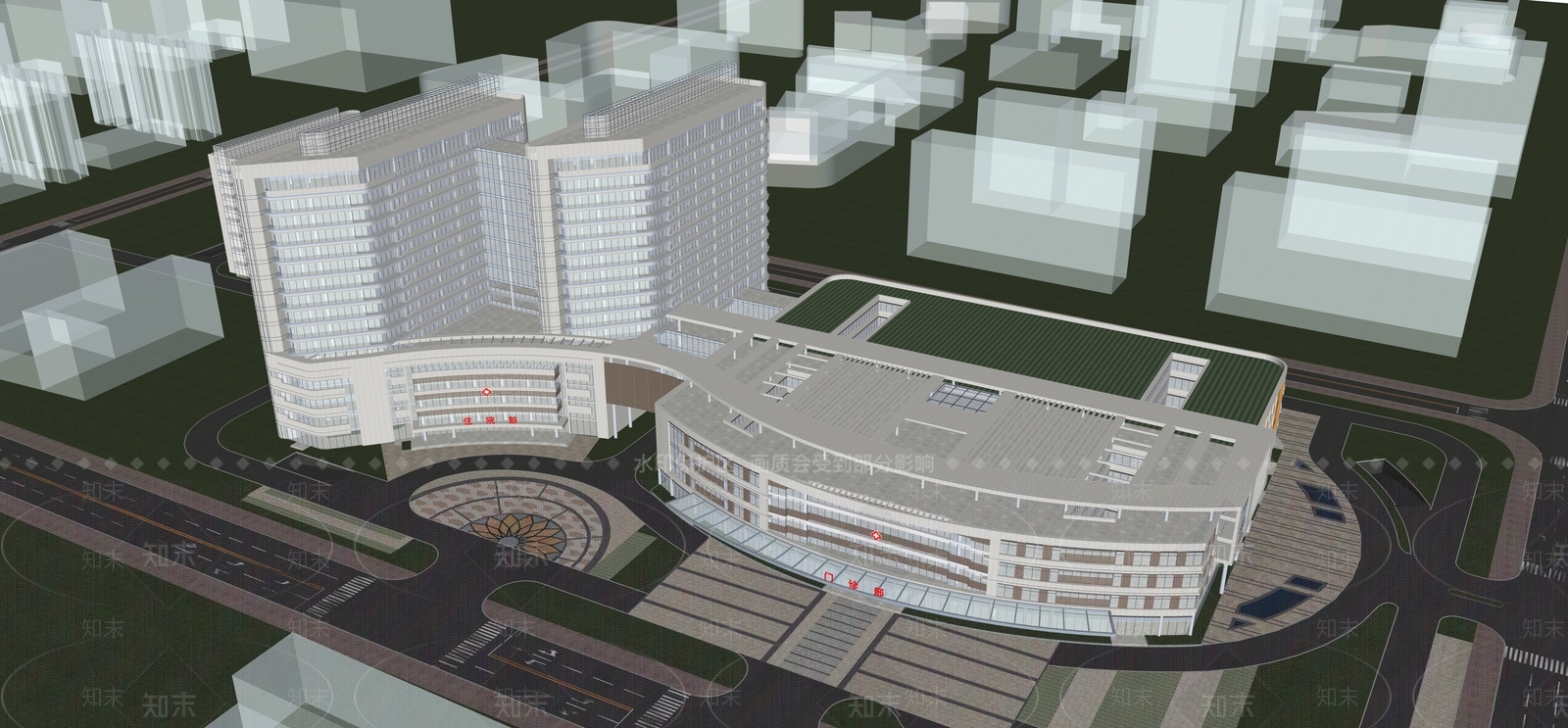 现代医疗建筑SU模型下载【ID:1109784069】