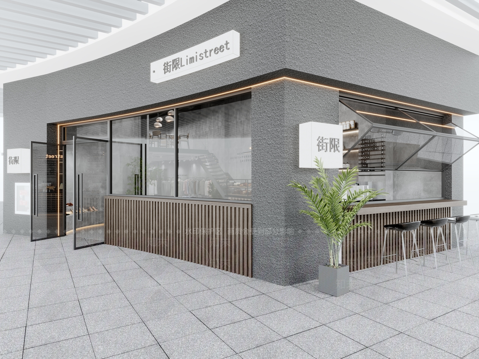 工业风奶茶店3D模型下载【ID:1109786251】