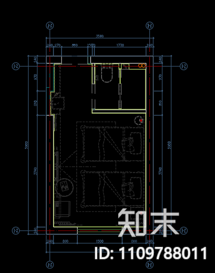 酒店客房cad施工图下载【ID:1109788011】