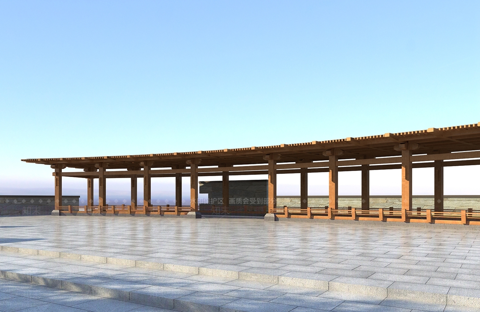 新中式廊架3D模型下载【ID:1109804033】