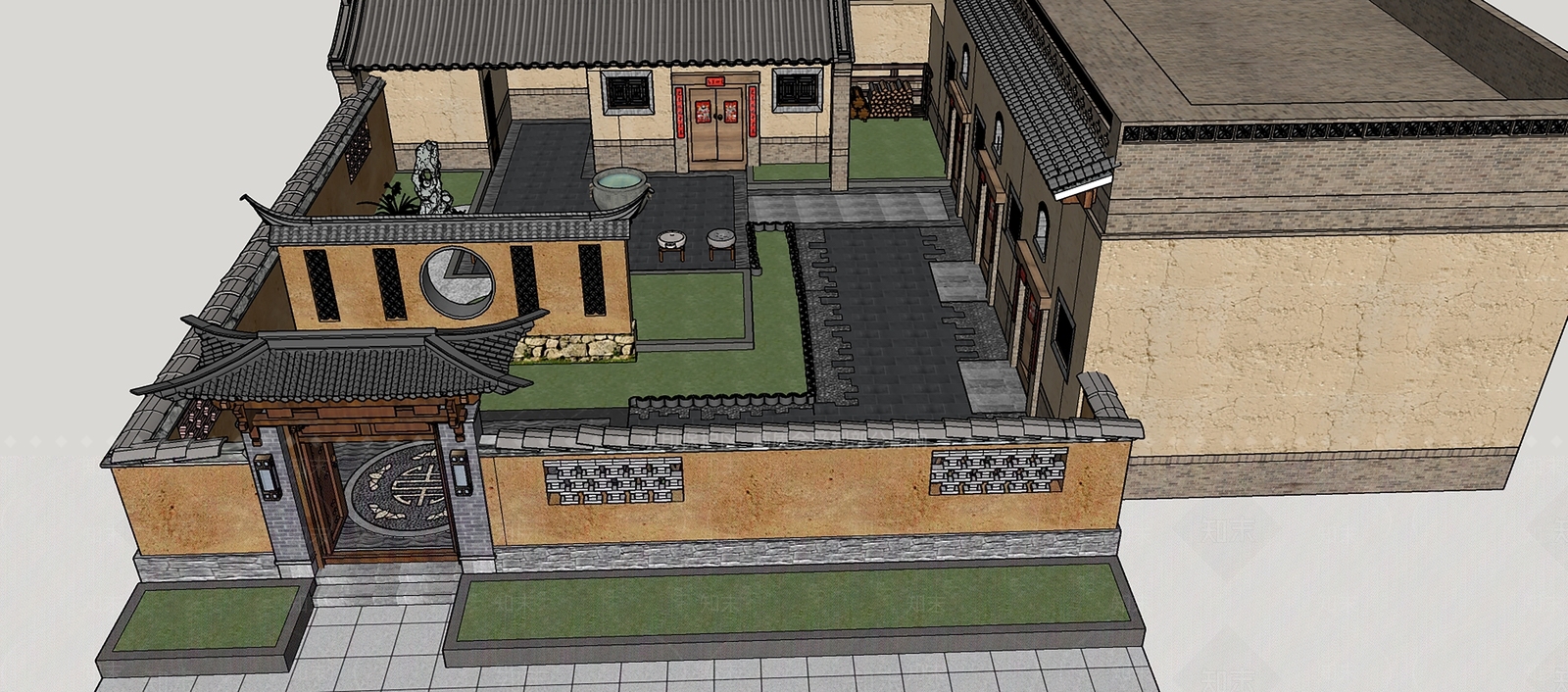 中式乡村民房SU模型下载【ID:1110006069】