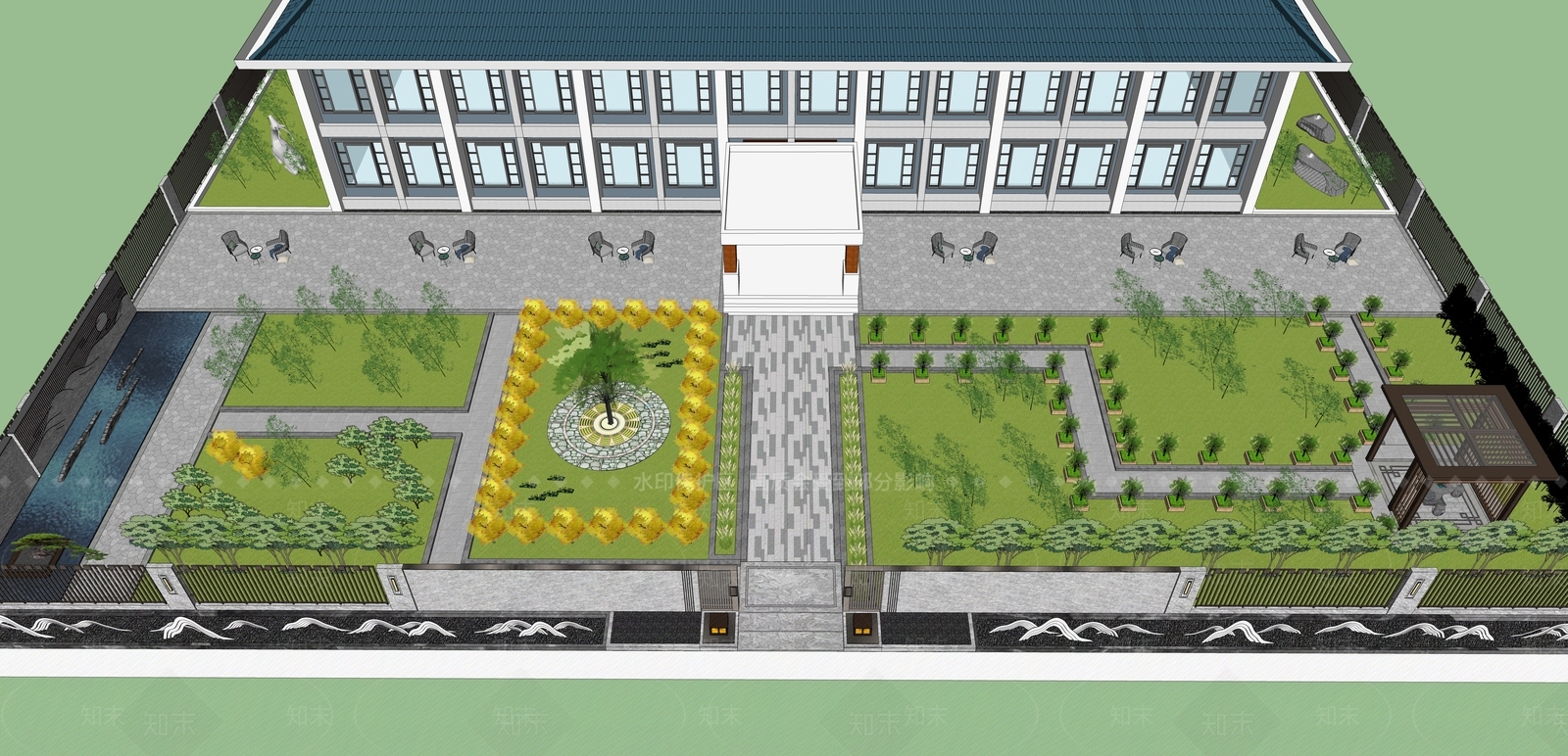 现代办公景观SU模型下载【ID:1109816188】
