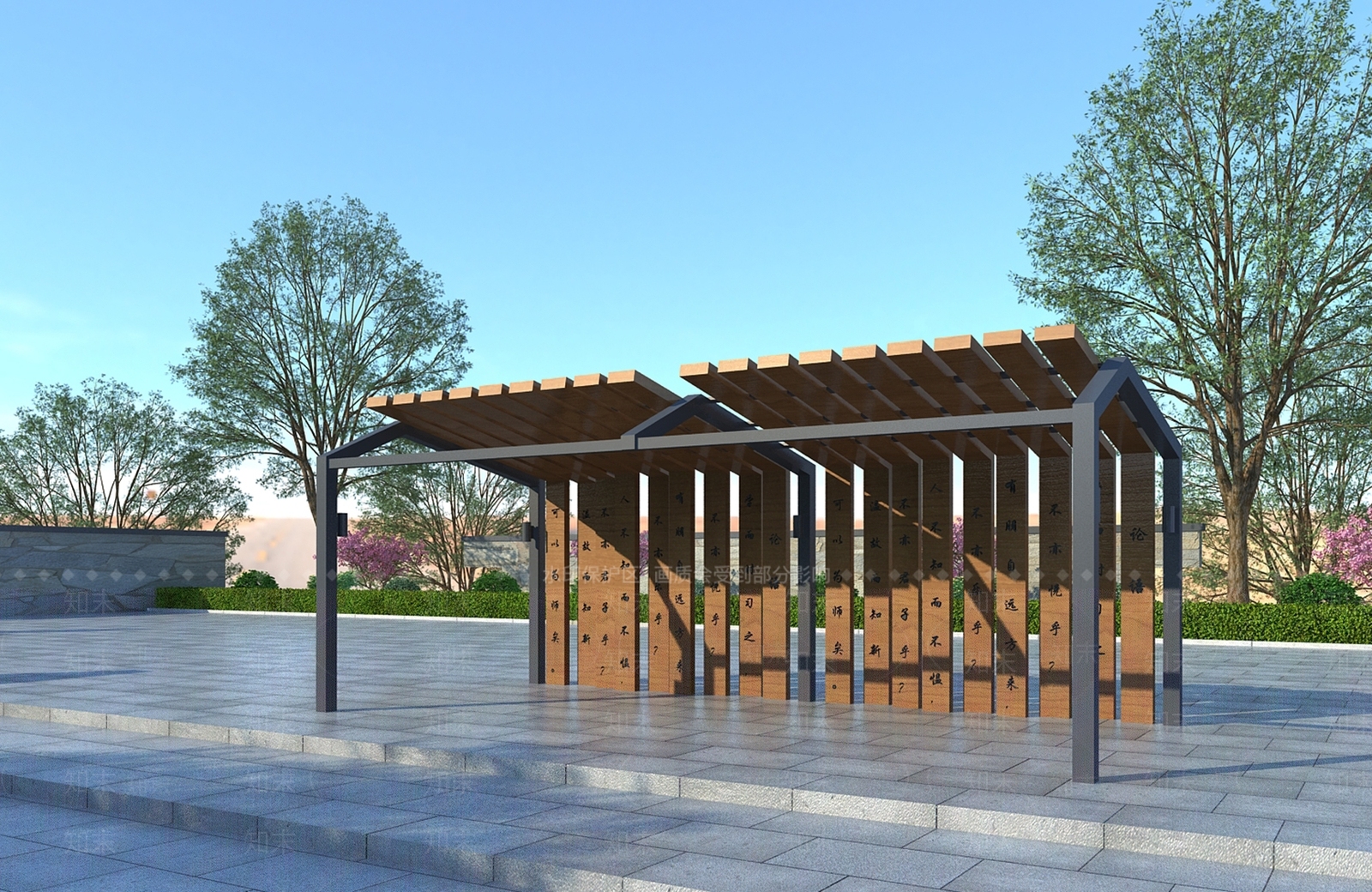 新中式廊架3D模型下载【ID:1109819185】