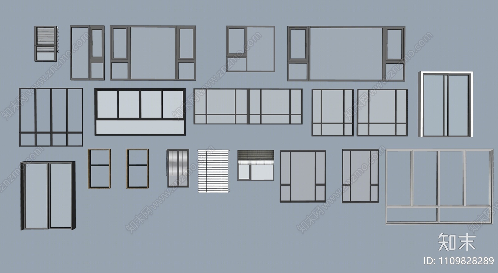 现代窗户组合SU模型下载【ID:1109828289】