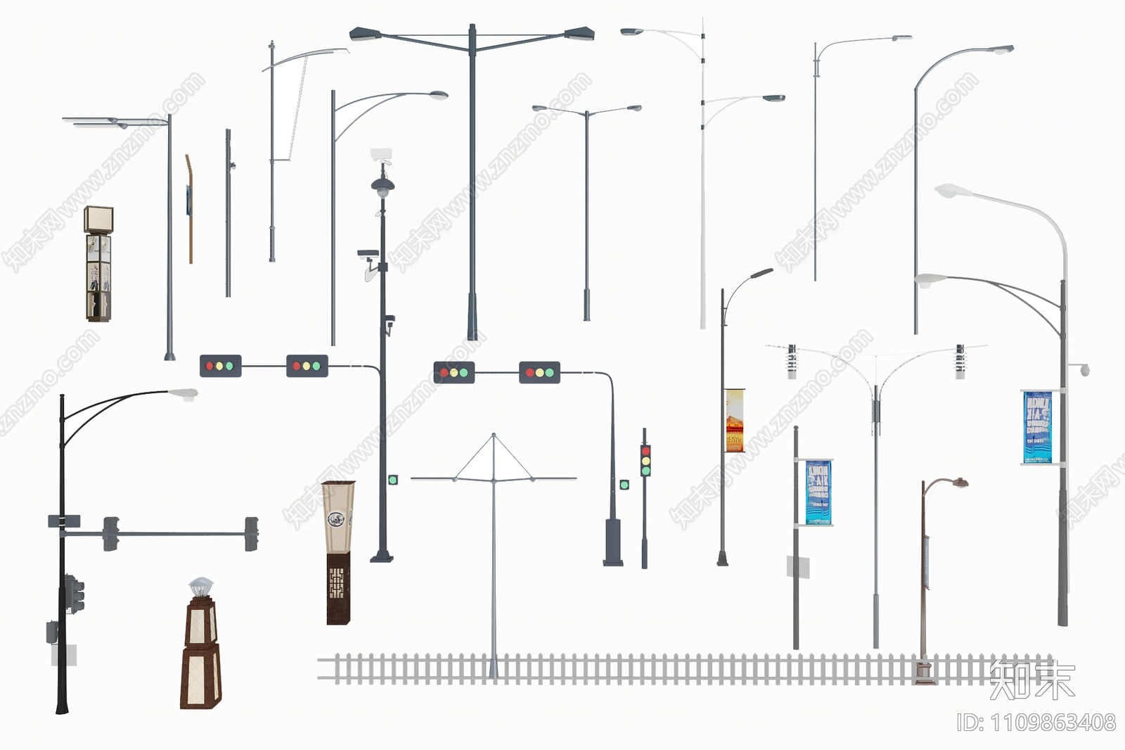 现代道路设施3D模型下载【ID:1109863408】