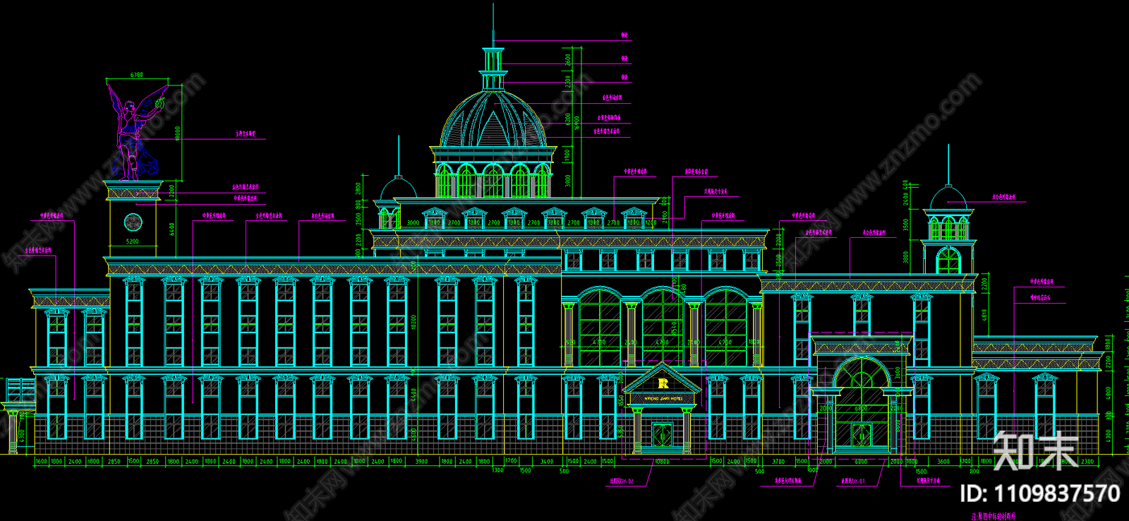 假日酒店外观装修设计详图施工图下载【ID:1109837570】