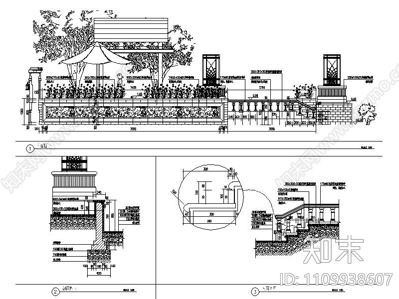 现代风格别墅花园施工图cad施工图下载【ID:1109938607】