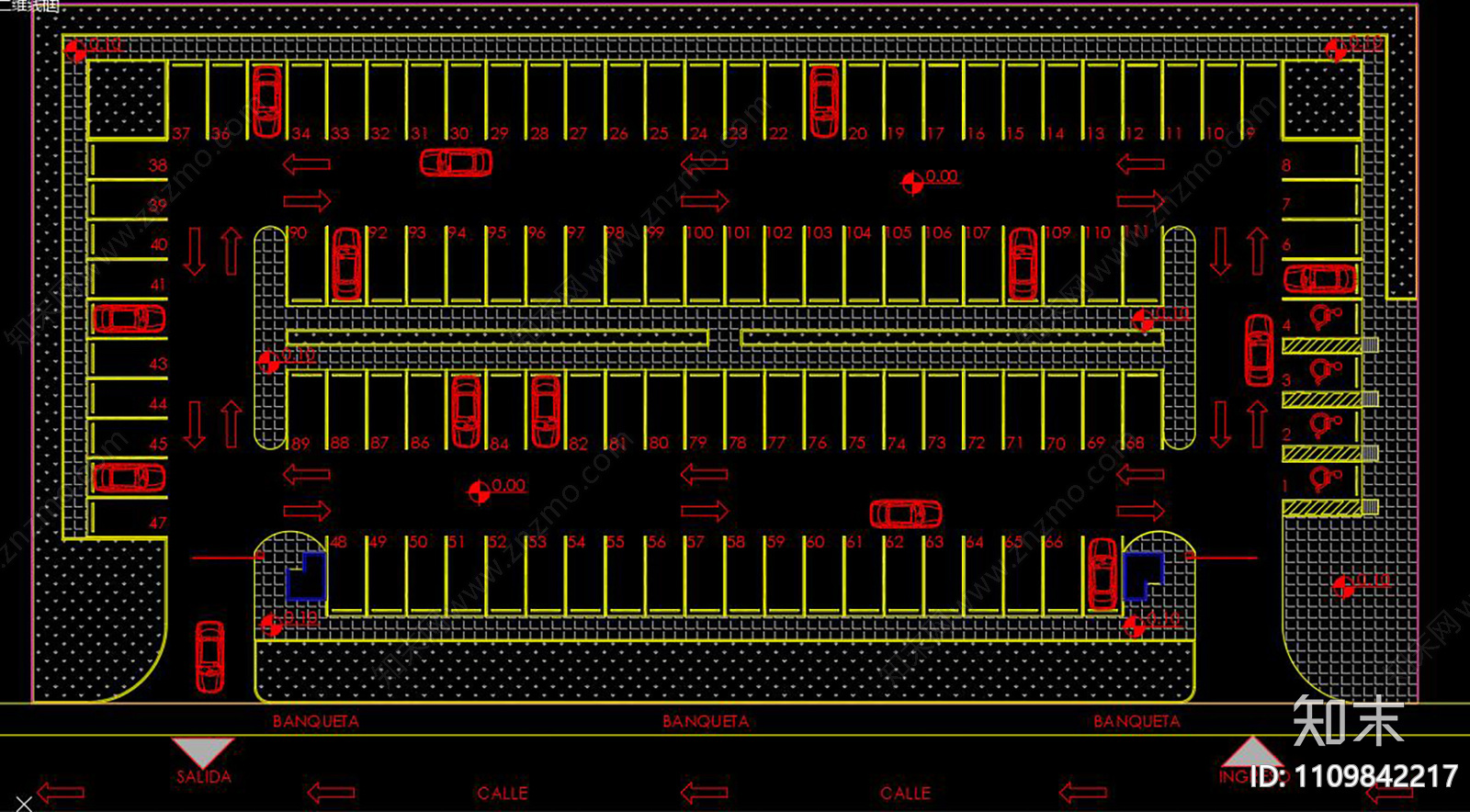 停车场停车位规划CAD图纸施工图下载【ID:1109842217】