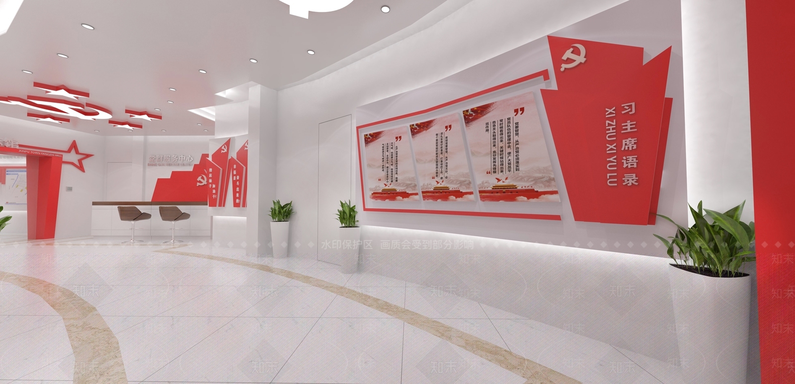 现代党建展厅SU模型下载【ID:1109912335】