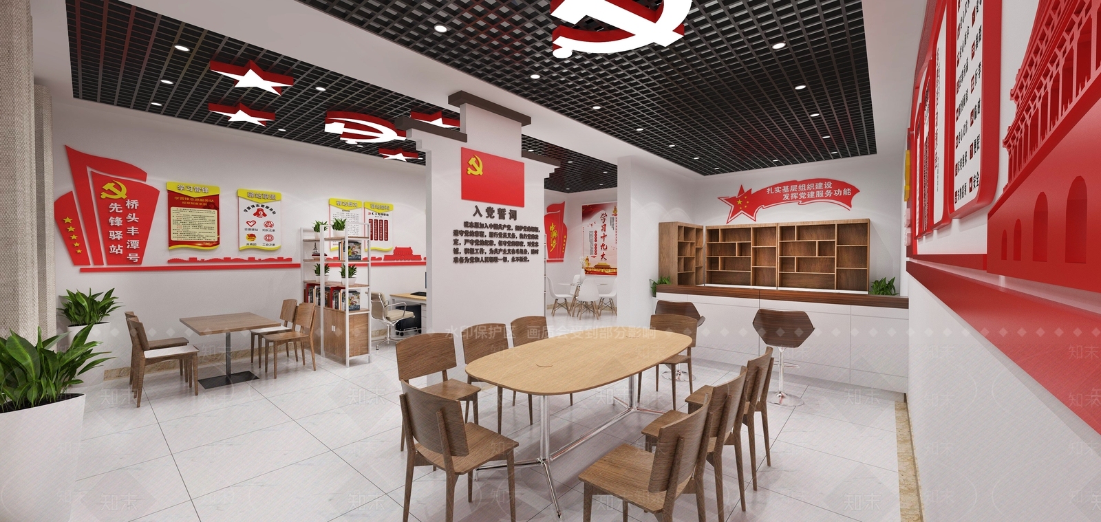 现代党建展厅SU模型下载【ID:1109848381】