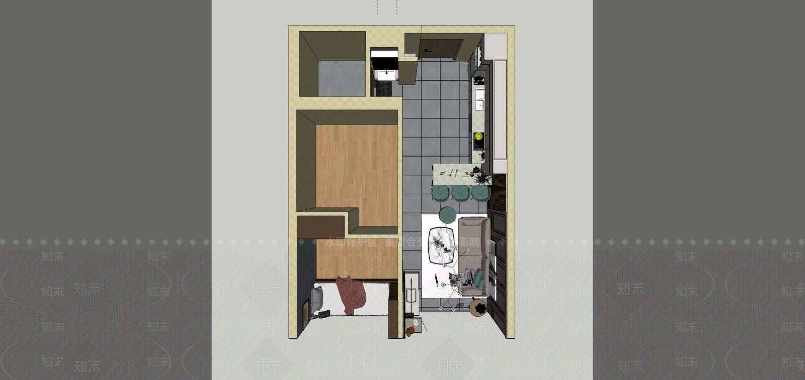 现代单身公寓SU模型下载【ID:1109849285】