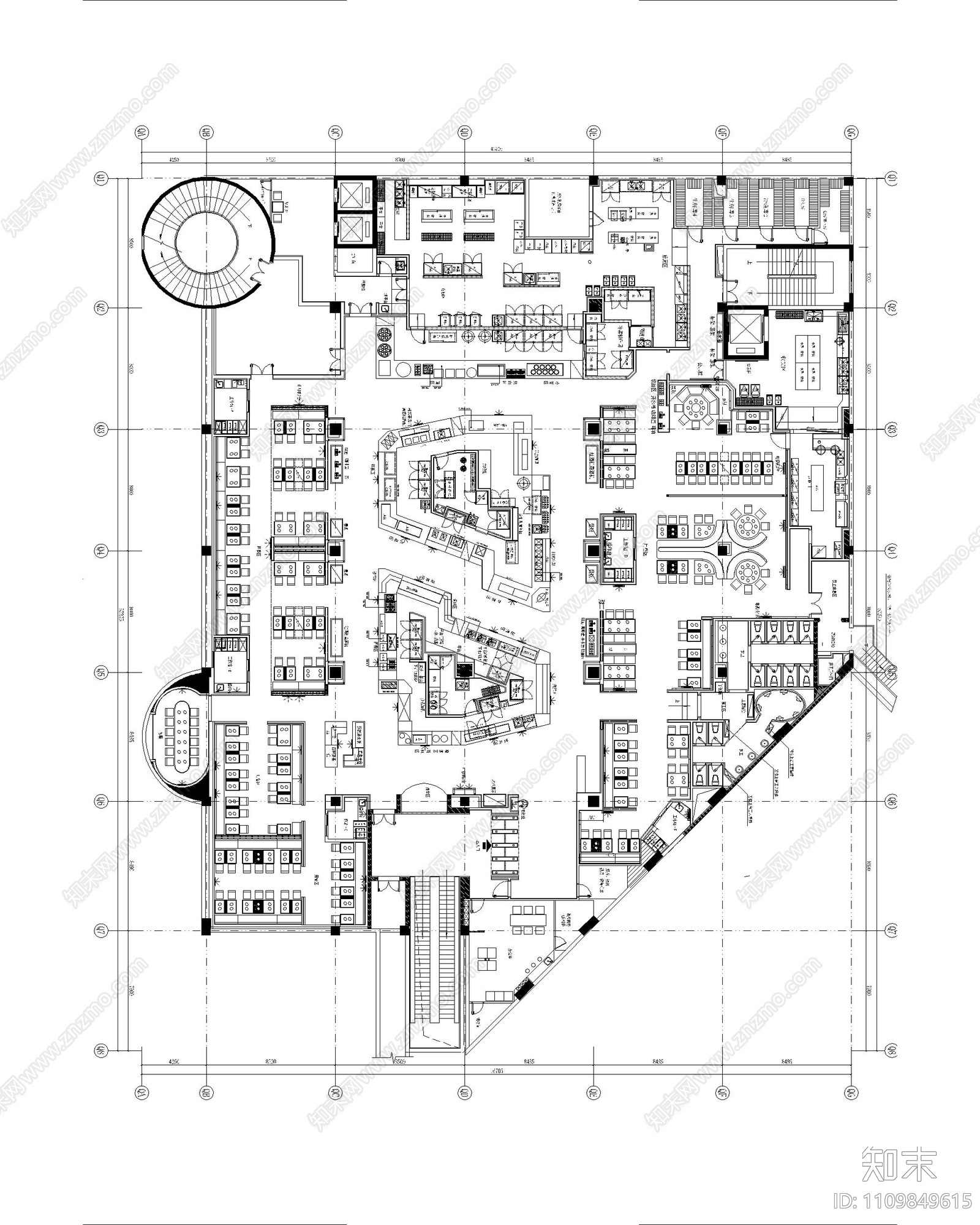 苏州海鲜自助餐厅cad施工图下载【ID:1109849615】