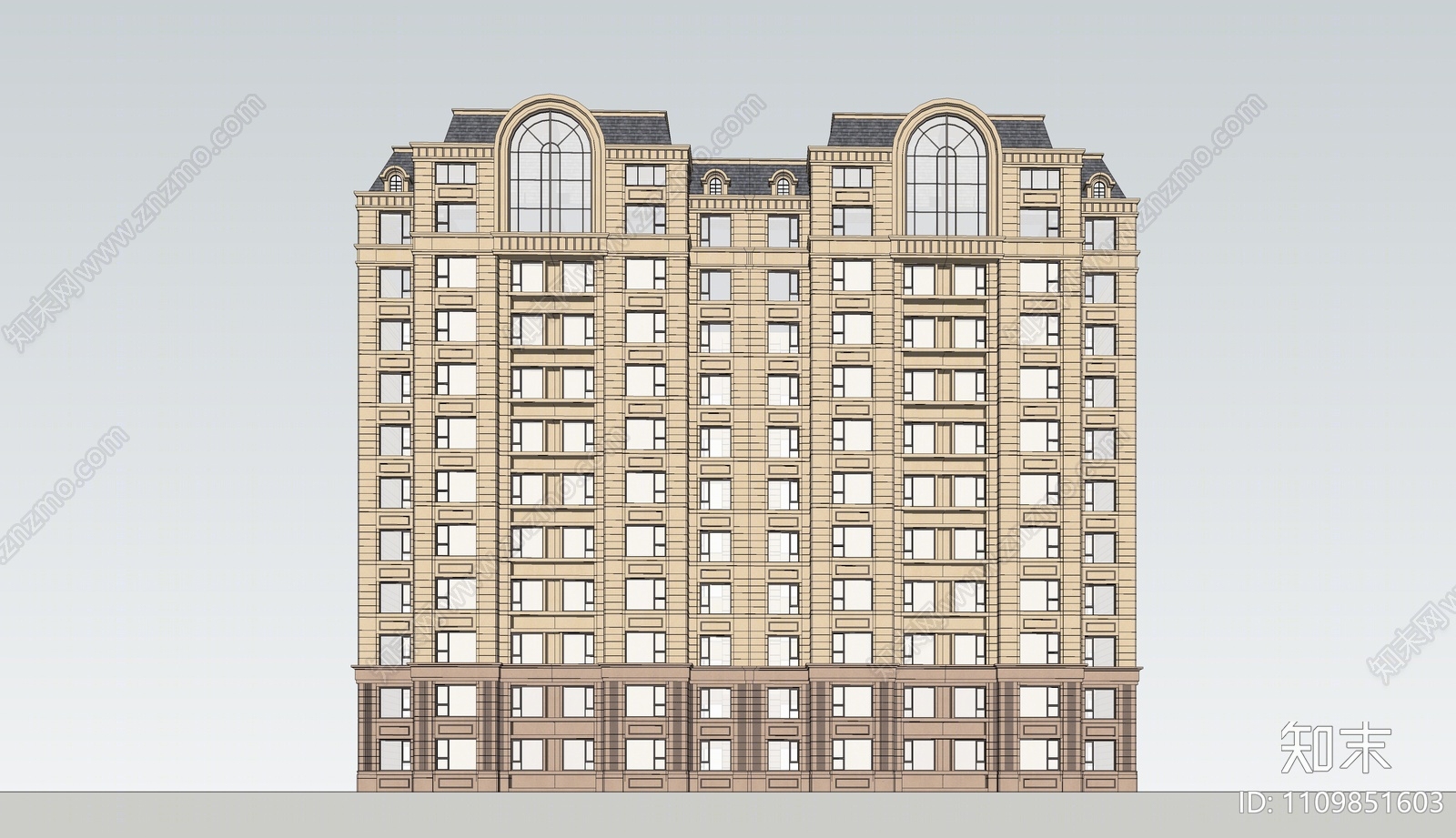 法式风格高层住宅SU模型下载【ID:1109851603】