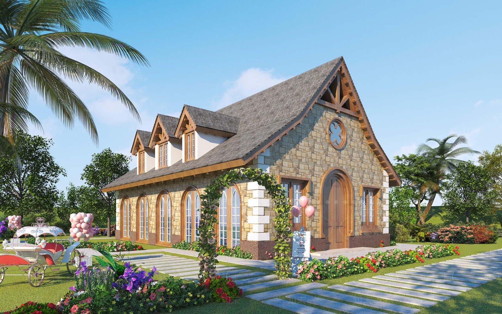 简欧婚礼教堂3D模型下载【ID:1109852549】