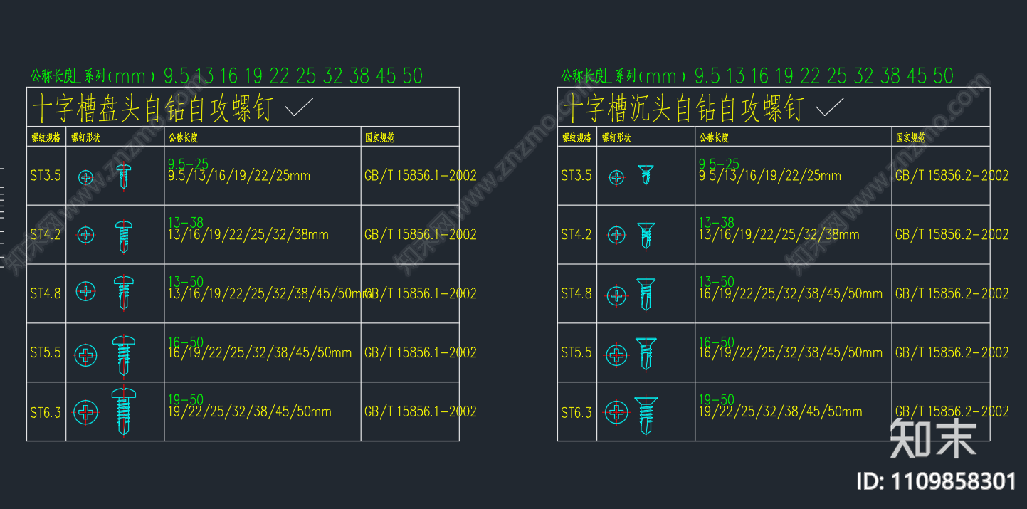 国标螺栓图集cad施工图下载【ID:1109858301】