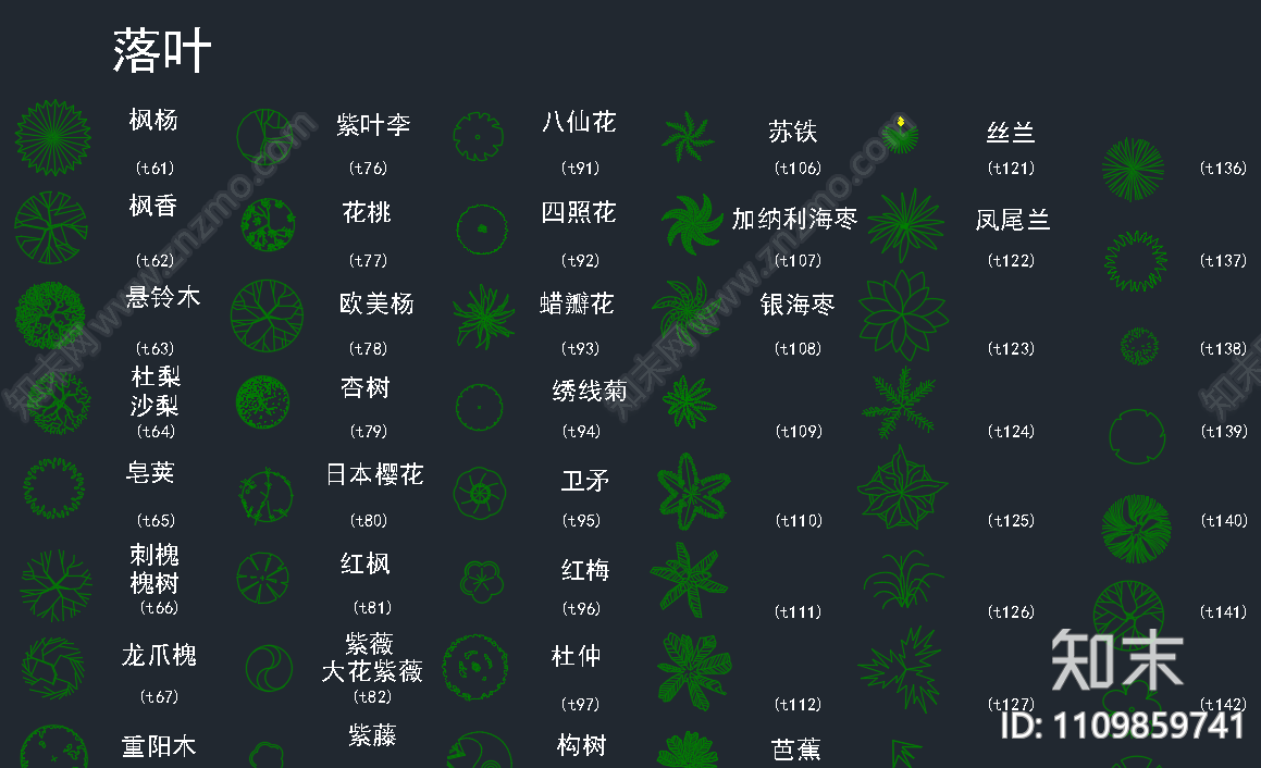 植物平面图例施工图下载【ID:1109859741】