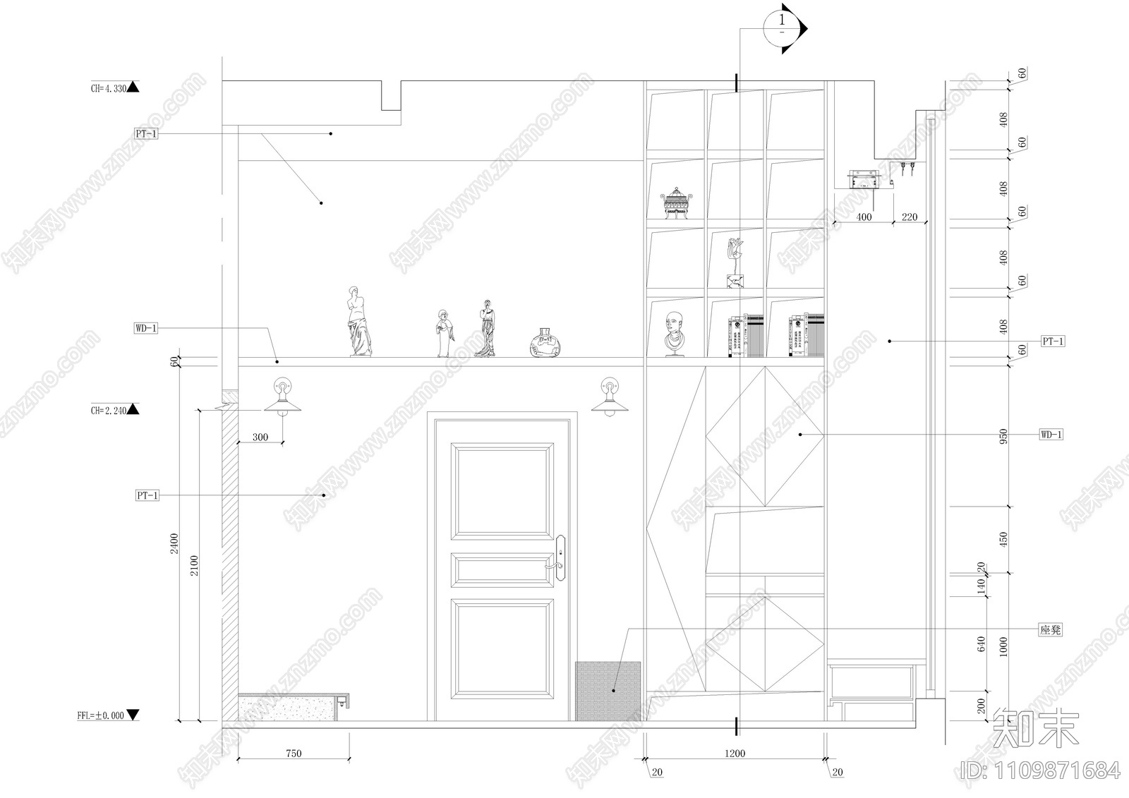 小公寓家装cad施工图下载【ID:1109871684】