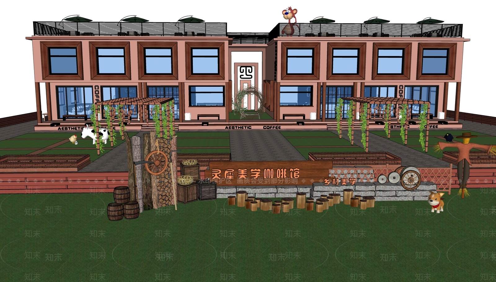 现代乡野咖啡馆SU模型下载【ID:1109864392】