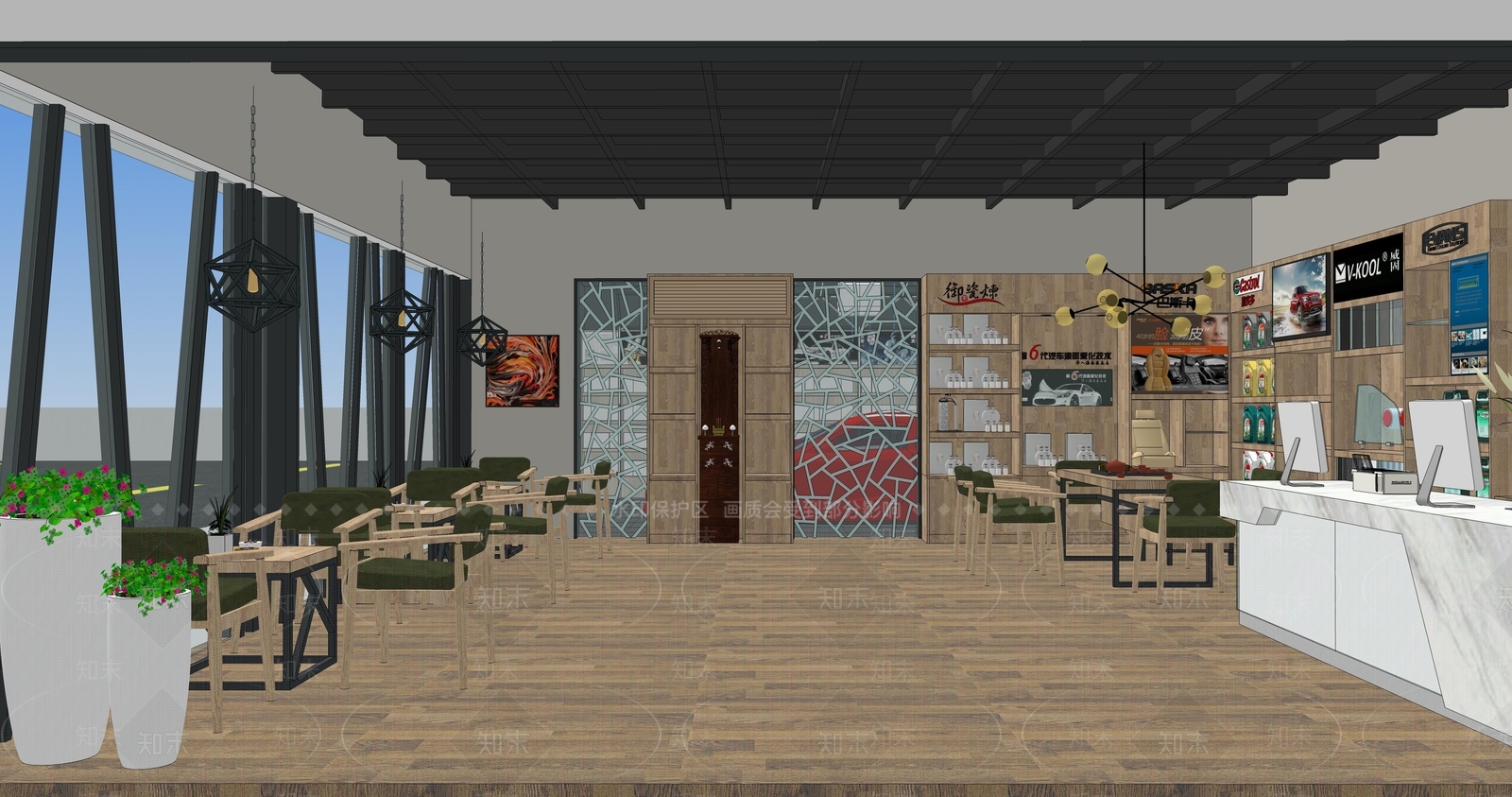 工业汽车维修保养店SU模型下载【ID:1109867082】