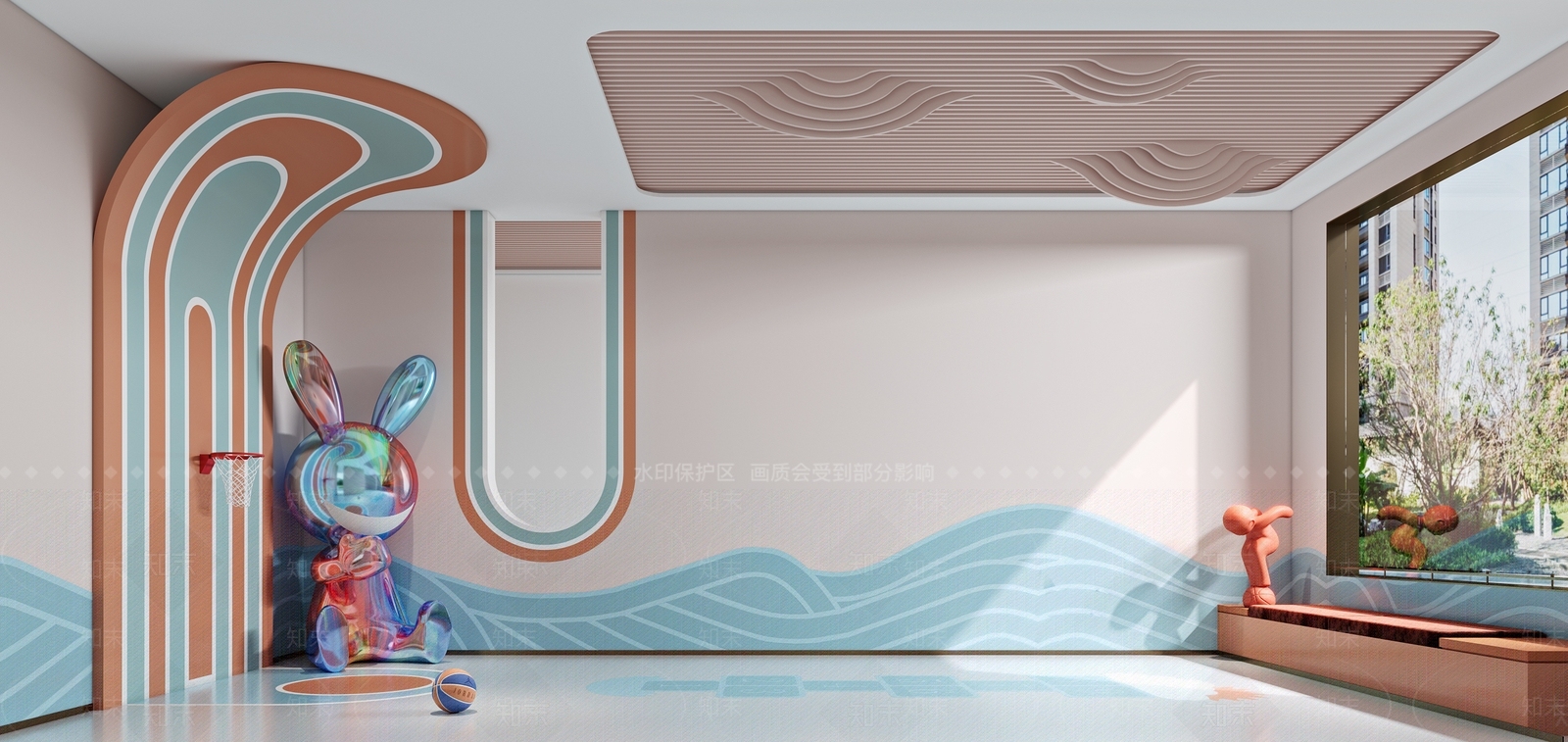 现代儿童篮球室3D模型下载【ID:1109867102】