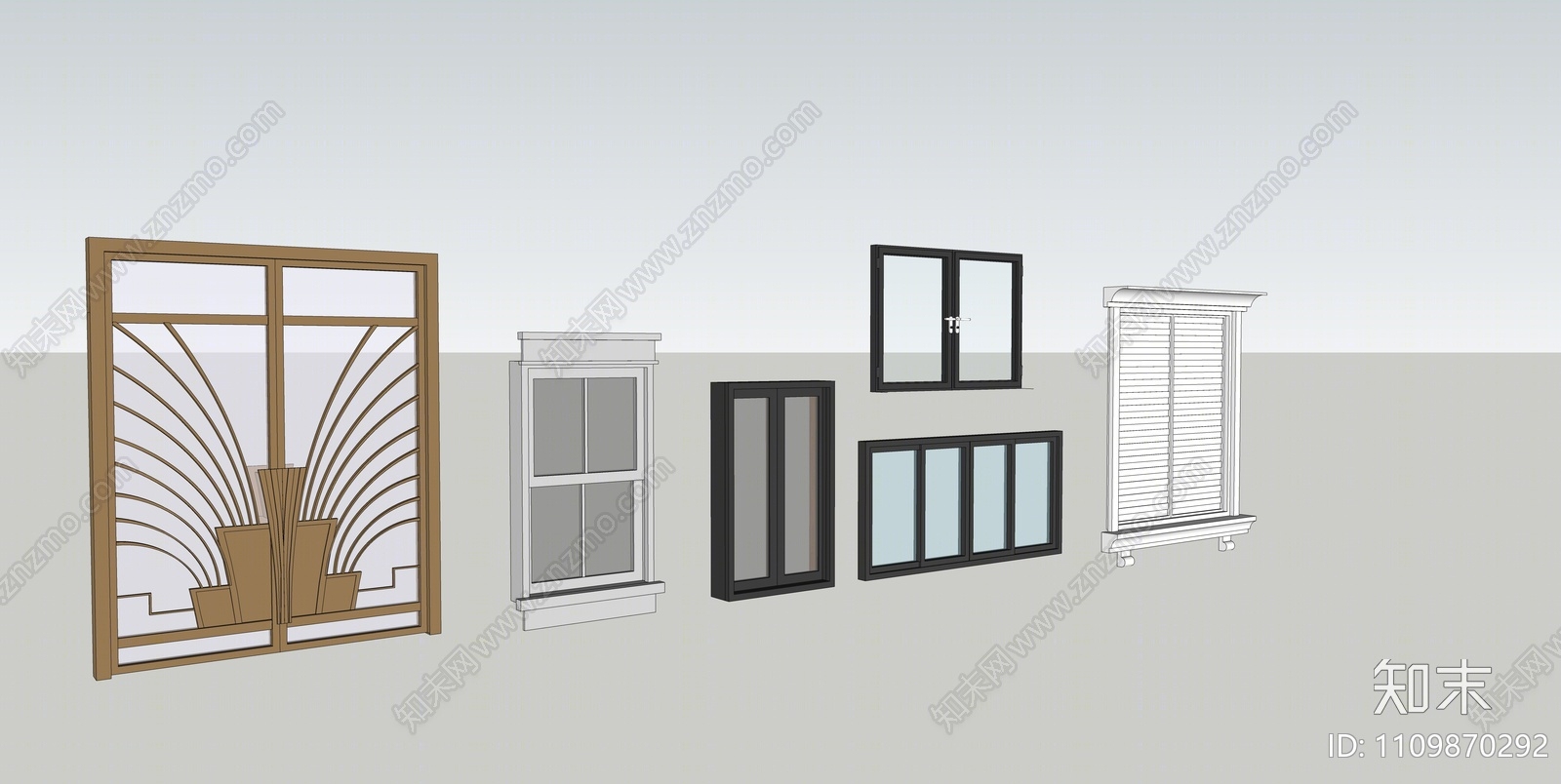 现代窗户组合SU模型下载【ID:1109870292】