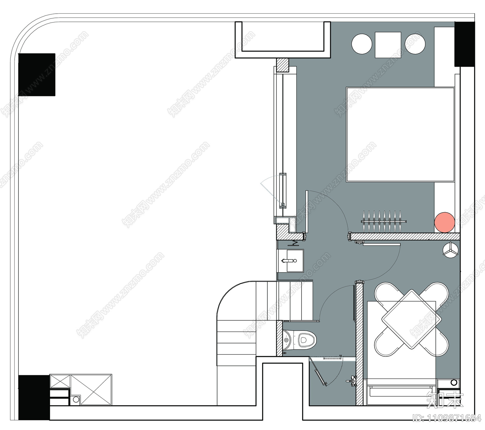 小公寓家装cad施工图下载【ID:1109871684】